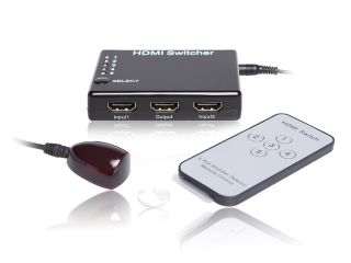 5 Port 5x1 HDMI Switch Switcher Selector Box Hub with Wireless Remote Control IR Supports High Speed HD 1080P 3D Video Audio HDCP 5 In 1 Out 5 Input 1 Output