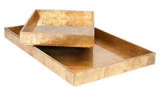 Luxe Gold Leaf Rectangle Tray