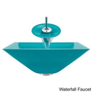 MR Direct 603 Turquoise Chrome Bathroom Ensemble Waterfall Faucet