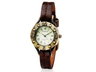 585 Women's Round Dial Analog Display Stylish Wrist Watch with Adjustable Strap (Dark Brown) M.