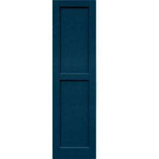 Winworks Wood Composite 15 in. x 55 in. Contemporary Flat Panel Shutters Pair #637 Deep Sea Blue 61555637