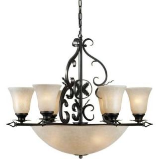Talista 10 Light Bronze Chandelier with Mica Flake Glass Shade CLI FRT2357 10 64