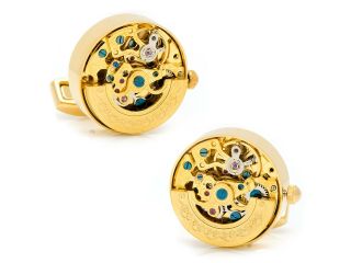 Gold on Gold Kinetic Watch Movement Cufflinks