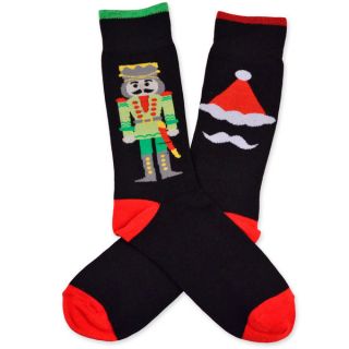 Mens Christmas Nutcracker Red/ Black Crew Socks (2 Pack)   17691796
