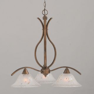Swoop 3 Light Chandelier with Crystal Glass Shade