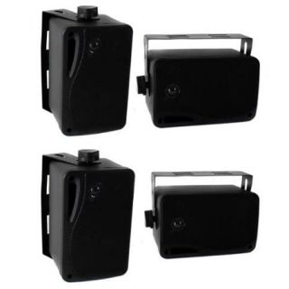 4) Pyle PLMR24B 3.5" 400 Watt 3 Way Weather Proof Mini Box Speakers System Black