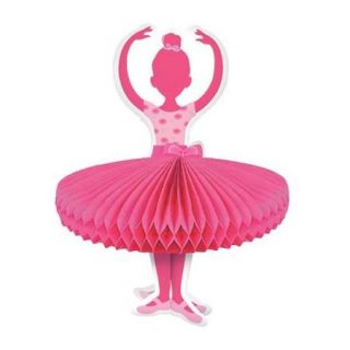 Club Pack of 12 Pink Tutu Much Fun Honeycomb Shaped Tabletop Centerpiece Party Decorations 9"