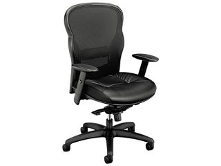 basyx VL701ST11 VL701 High Back Swivel/Tilt Work Chair, Black Mesh/Leather