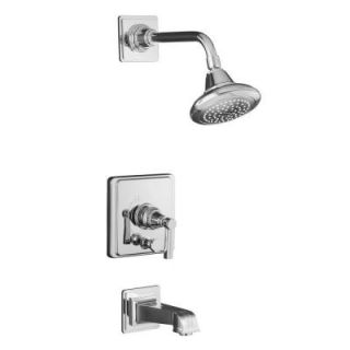 KOHLER Pinstripe Rite Temp Pressure Balancing Faucet Trim with Lever Handle in Polished Chrome (Valve Not Included) K T13133 4B CP