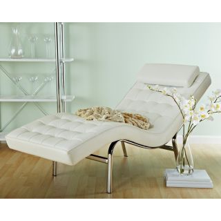 Euro Style Valencia Leather Chaise Lounge   Indoor Chaise Lounges