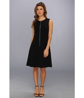 Calvin Klein Plus Plus Size Zip Flirt Fit &amp; Flare Lux Stretch Dress Black