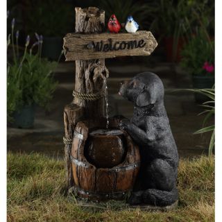 Polyresin and Fiberglass Dog and Cask Water Fountain by Jeco Inc.