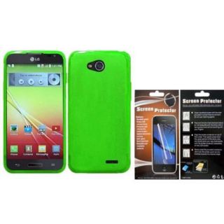 Insten Frosted TPU Cover Case+Protector For LG Optimus L90   Green
