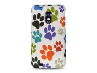 Samsung Epic 4G Touch/Samsung D710/Samsung Galaxy S II R760 White Multi Dog Paws Design Crystal Rubberized Case