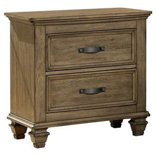 Mayhurst 2 Drawer Nighstand with Square Foot Pulls  Dirftwood Oak