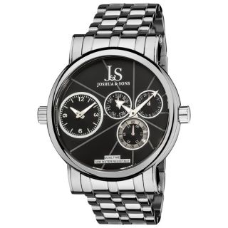 Joshua & Sons Mens Dual Time Stainless Steel Watch   15506006