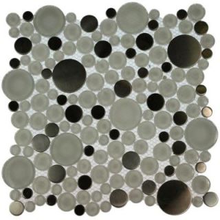 Splashback Tile Contempo Eskimo Pie Circles 12 in. x 12 in. x 8 mm Glass Mosaic Floor and Wall Tile CONTEMPO ESKIMO PIE CIRCLES GLASS TILE