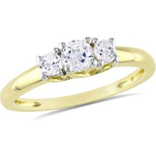 Miabella 5/8 Carat T.G.W. Created White Sapphire 10kt Yellow Gold Three Stone Engagement Ring