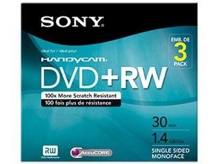 SONY Each Disc: 1.4 GB 2X DVD+RW 3 Packs Disc with Hangtab Model 3DPW30R2HC