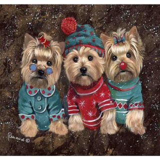 Precious Pet Paintings Yorkshire Terrier Christmas Flag