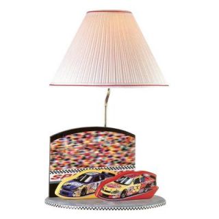 Illumine Designer Collection 21.5 in. Multi Color Nascar Table Lamp with White Fabric Shade CLI 3NC50107