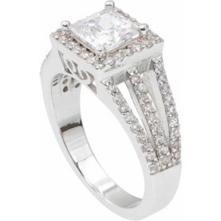 Alexandria Collection Women's Square Cut CZ Silver Tone Engagement Ring