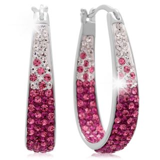Ombre Pink Swarovski Elements Crystal Hoop Earrings, 1 Inch