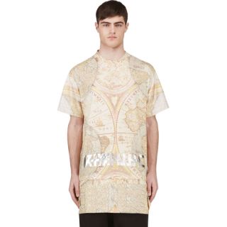 KTZ Beige Oversized Map Print T Shirt