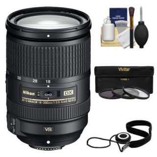 Nikon 18 300mm f/3.5 5.6G VR DX ED AF S Nikkor Zoom Lens with 3 (UV/ND8/CPL) Filters + Kit for D3200, D3300, D5300, D5500, D7100, D7200 Cameras