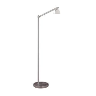 Kendal Lighting Ibis 47 in Satin Nickel Touch Indoor Floor Lamp with Glass Shade