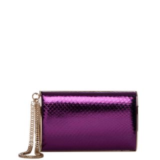 Jimmy Choo Carmen Bilberry Metallic Patent Leather Clutch with Chain