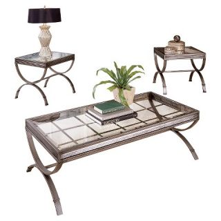 Eaton 3 Piece Occasional Table Set   Brushed Nickel