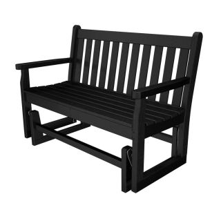 POLYWOOD Traditional Garden 24.25 in W x 47.5 in L Black Plastic Patio Bench