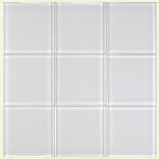 SomerTile 4x4 in Reflections Ice White Glass Tile (Case of 90