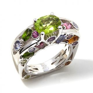 Victoria Wieck 3.96ct Peridot and Multigem Sterling Silver Euroshank Ring   8035004