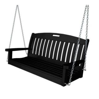 POLYWOOD Nautical 48 in. Black Patio Swing NS48BL