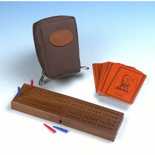 Travel Folding Cribbage Game Set with Board, Pegs, Cards, and Bag