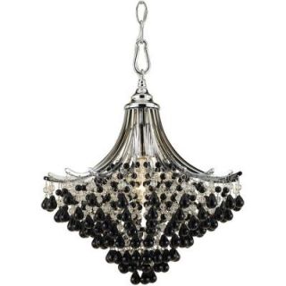 AF Lighting Spellbound 1 Light Chrome Pendant with Clear and Black Glass Bead Accents 7491 1H