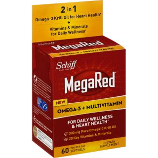 MegaRed Omega 3 Krill Oil + Multivitamin Supplement, 60 Count