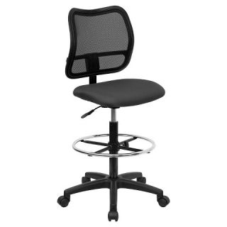 Mid Back Mesh Drafting Chair with Gray Fabric Seat