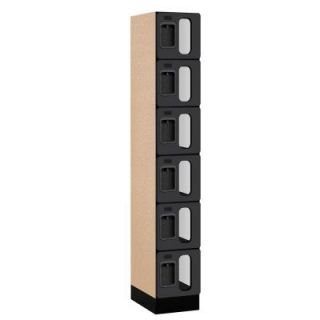 Salsbury Industries S 36000 Series 12 in. W x 76 in. H x 18 in. D 6 Tier Box Style See Through Designer Wood Locker in Black S 36168BLK