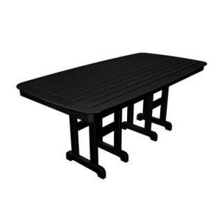 POLYWOOD Nautical 37 in. x 72 in. Black Patio Dining Table NCT3772BL