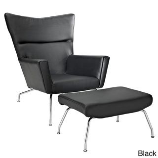 First Class Modern Leather Chair and Upholstered Ottoman