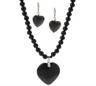 Susan Graver Heart Shaped Bead Necklace & Earring Set —