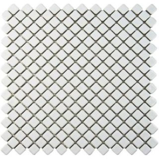 Merola Tile Hudson Diamond Glossy White 12 3/8 in. x 12 3/8 in. x 5 mm Porcelain Mosaic Tile FKOBRL11