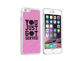 Apple iPhone 6 Plus / 6s Plus Glitter Bling Hard Case Cover You Just Got Served Volleyball (Pink)