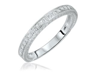 1/5 Carat T.W. Round Cut Diamond Ladies Wedding Band 14K White Gold  Size 7.75