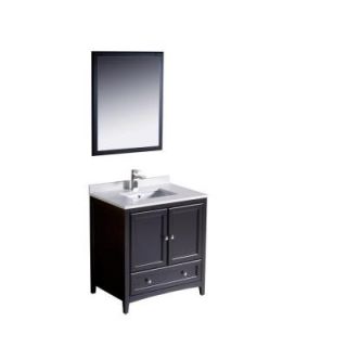 Fresca Oxford 30 in. Vanity in Espresso with Ceramic Vanity Top in White and Mirror FVN2030ES