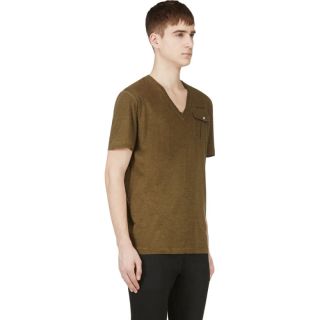 Dsquared2 Heather Green Cotton & Flax Pocket T Shirt