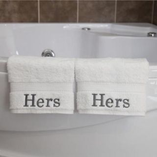 Authentic Hotel and Spa Embroidered 'Hers' Turkish Cotton Hand Towels (Set of 2)